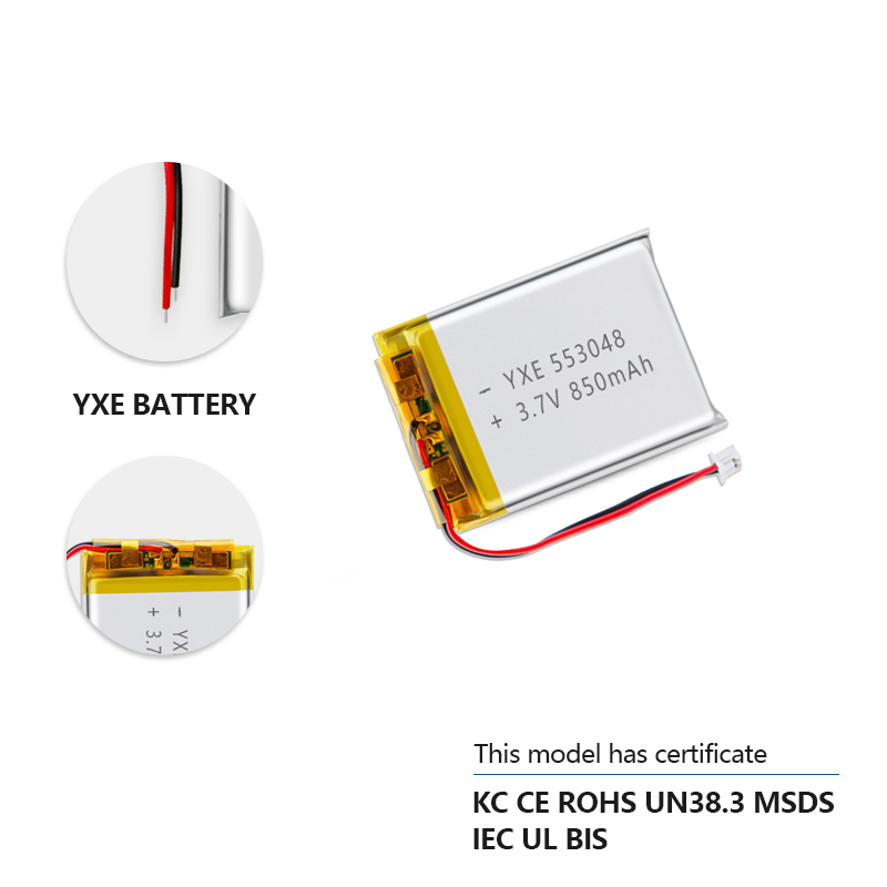 3.7 V Li-ion Battery 553048-850mah